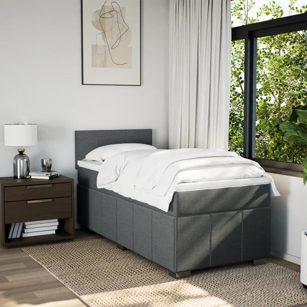 Boxspringbett mit Matratze Dunkelgrau 90x190 cm Stoff