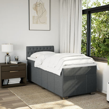 Boxspringbett mit Matratze Dunkelgrau 90x190 cm Stoff