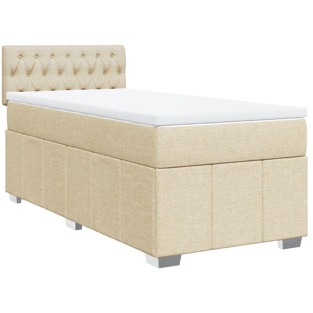 Boxspringbett mit Matratze Creme 90x190 cm Stoff