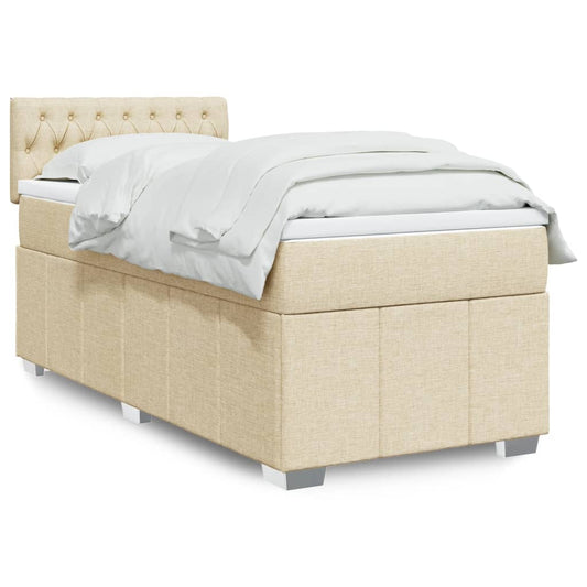 Boxspringbett mit Matratze Creme 90x190 cm Stoff