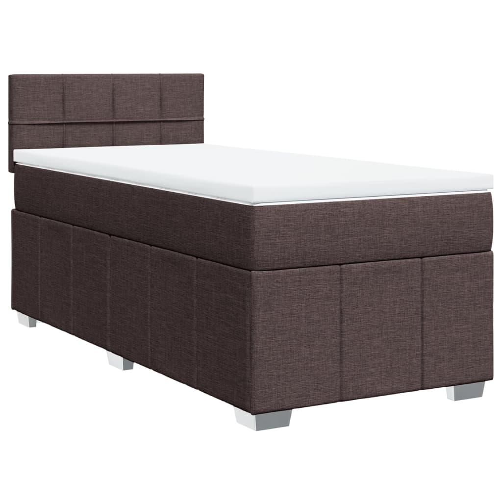 Boxspringbett mit Matratze Dunkelbraun 100x200 cm Stoff