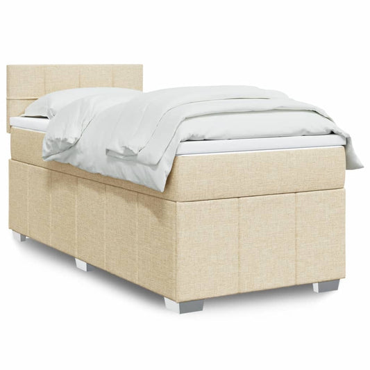 Boxspringbett mit Matratze Creme 100x200 cm Stoff