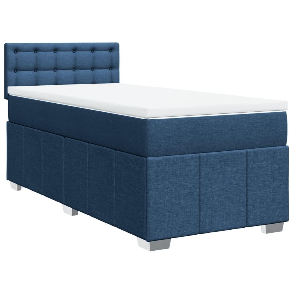 Boxspringbett mit Matratze Blau 100x200 cm Stoff