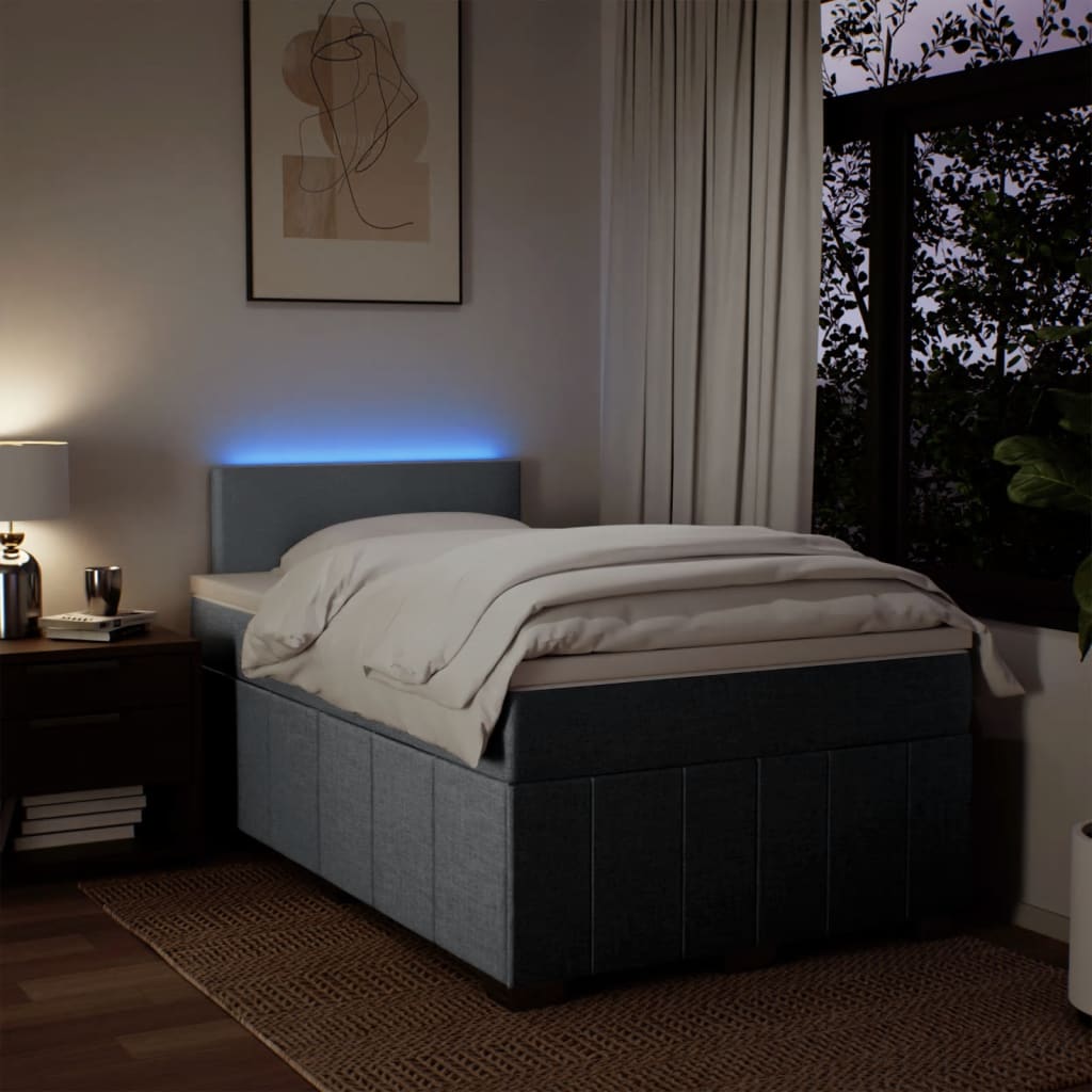 Boxspringbett mit Matratze Hellgrau 120x190 cm Stoff