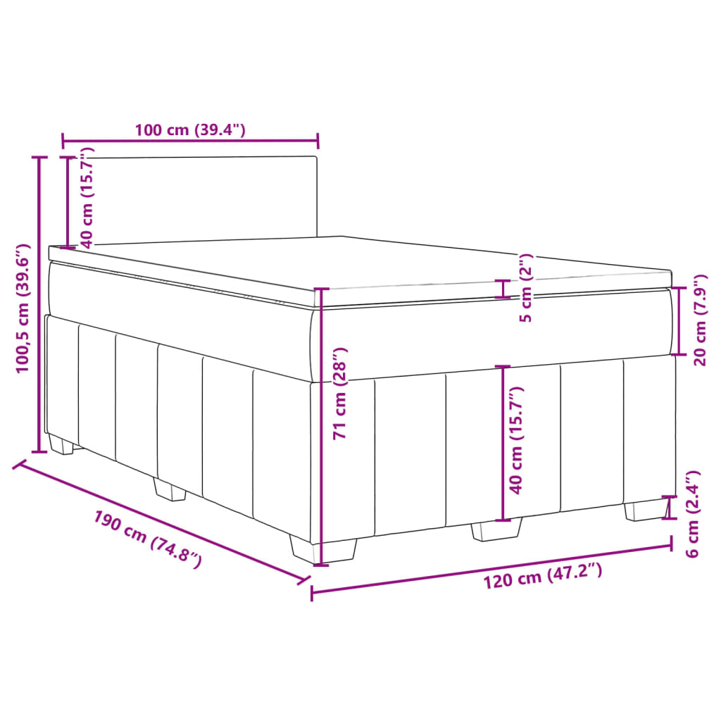 Boxspringbett mit Matratze Dunkelgrau 120x190 cm Stoff