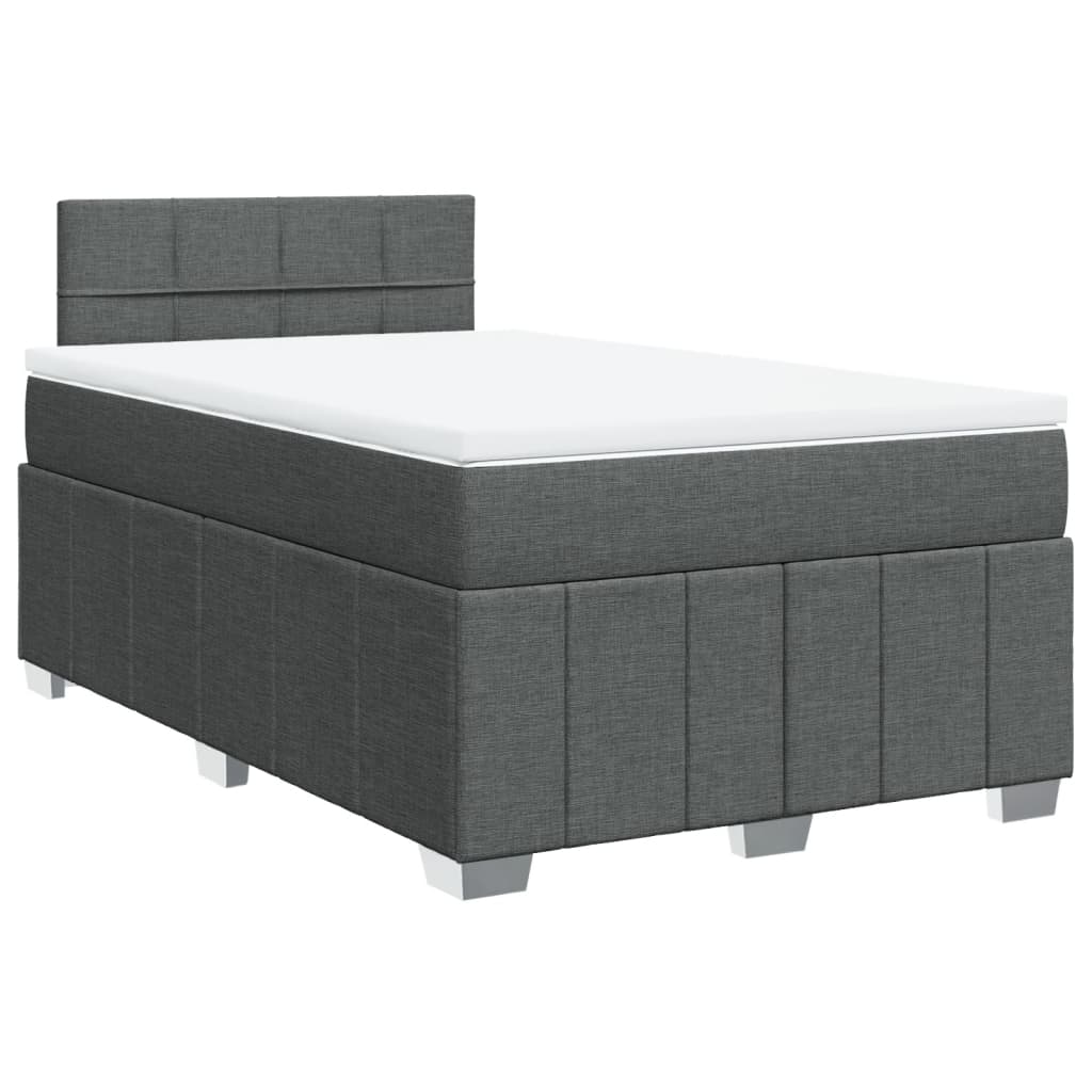 Lit à sommier tapissier avec matelas en tissu gris foncé 120x190 cm