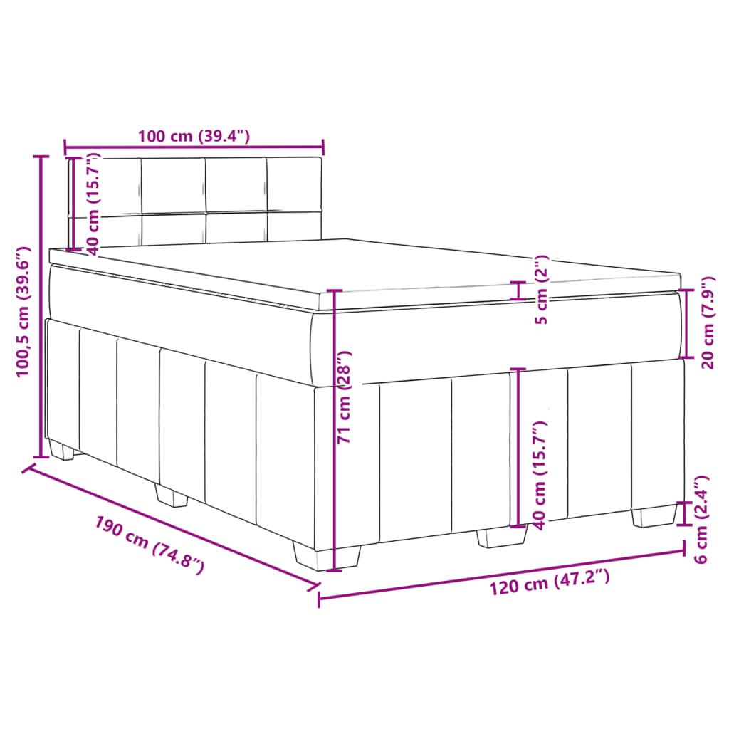 Boxspringbett mit Matratze Dunkelgrau 120x190 cm Stoff