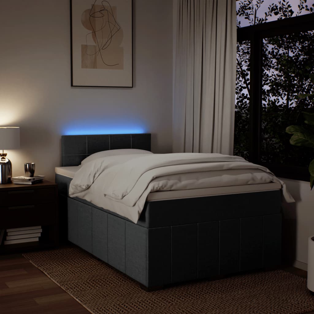 Lit à sommier tapissier avec matelas en tissu gris foncé 120x190 cm