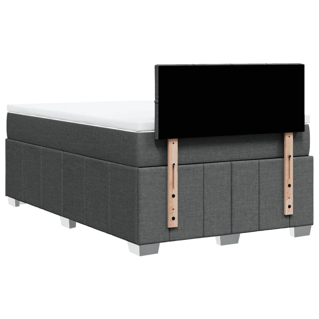 Lit à sommier tapissier avec matelas en tissu gris foncé 120x190 cm