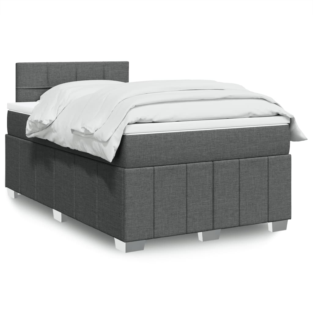 Lit à sommier tapissier avec matelas en tissu gris foncé 120x190 cm