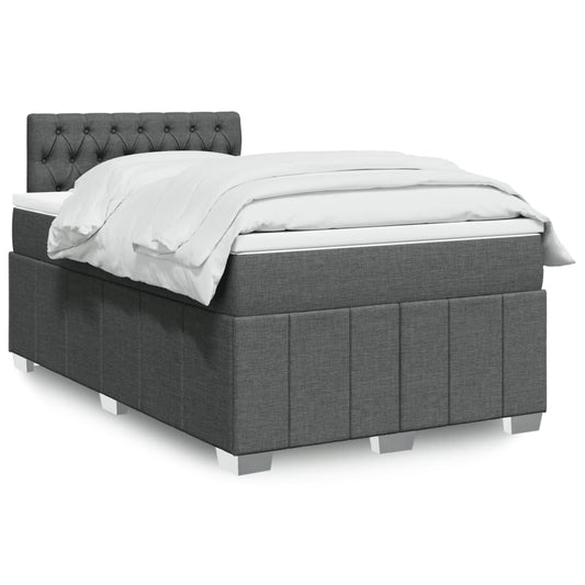 Lit à sommier tapissier avec matelas en tissu gris foncé 120x190 cm