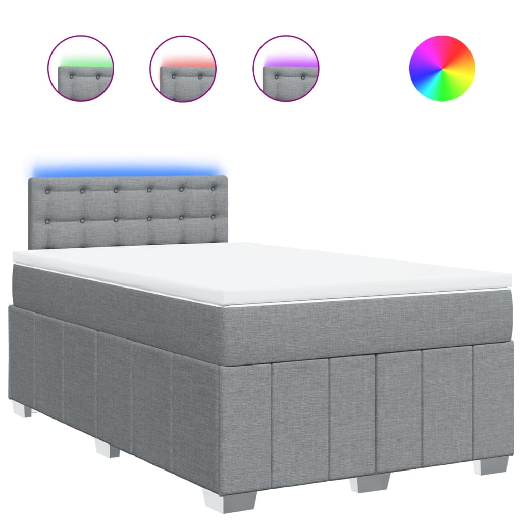 Boxspringbett mit Matratze Hellgrau 120x190 cm Stoff