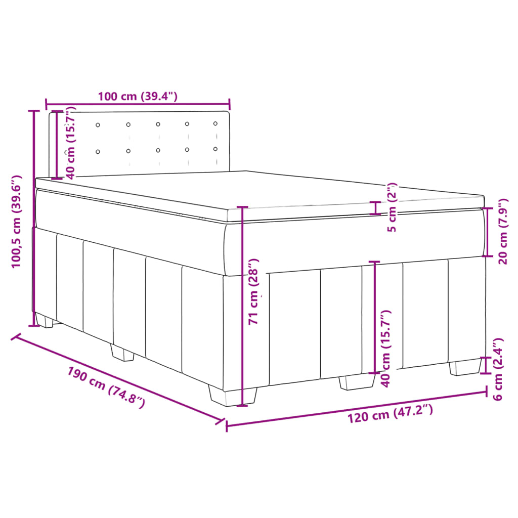 Boxspringbett mit Matratze Hellgrau 120x190 cm Stoff