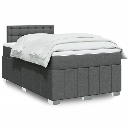 Lit à sommier tapissier avec matelas en tissu gris foncé 120x190 cm