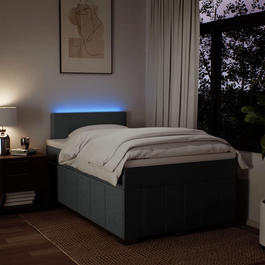 Boxspringbett mit Matratze Dunkelgrau 120x200 cm Stoff