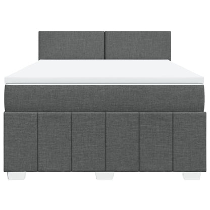 Boxspringbett mit Matratze Dunkelgrau 140x190 cm Stoff