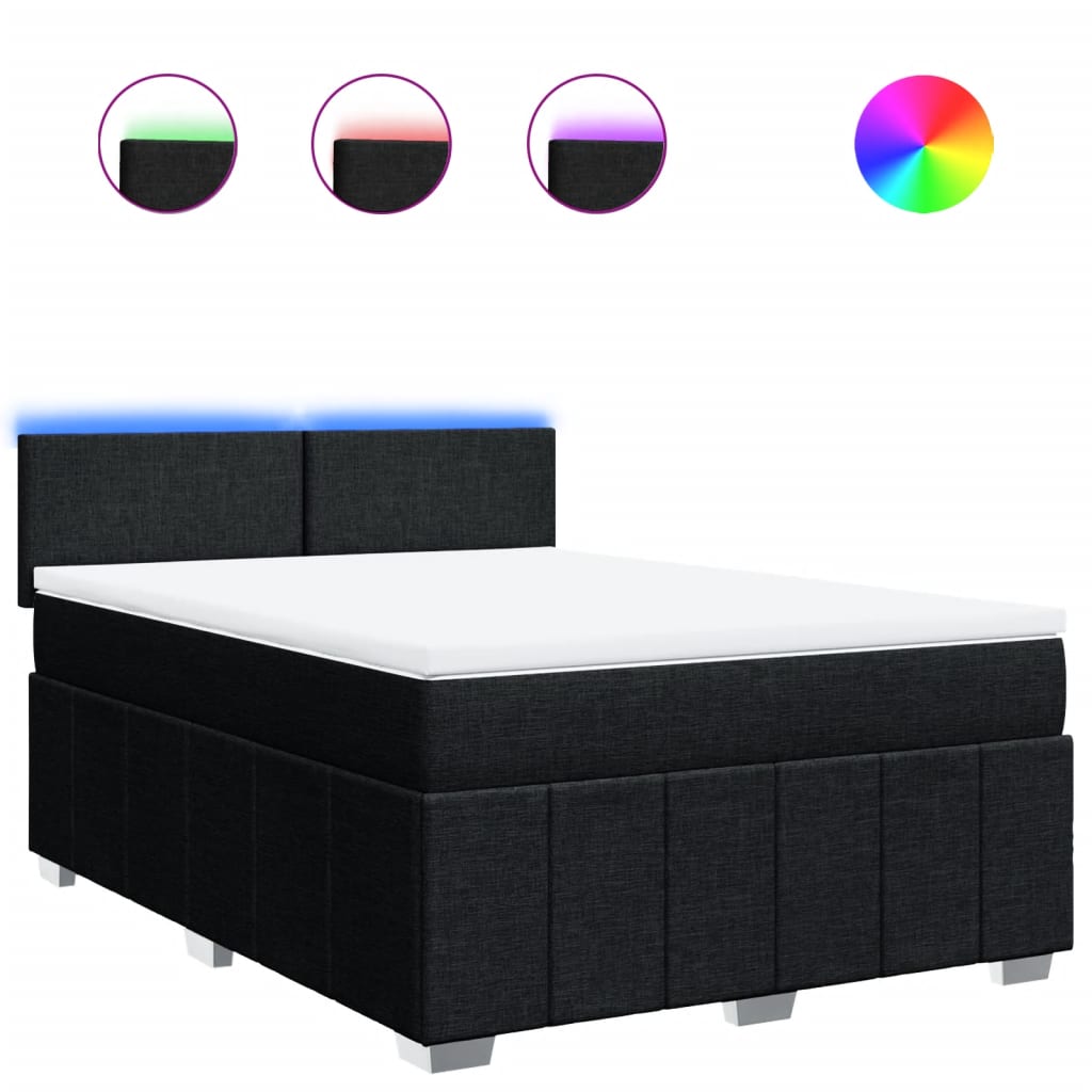 Boxspringbett mit Matratze Schwarz 140x190 cm Stoff