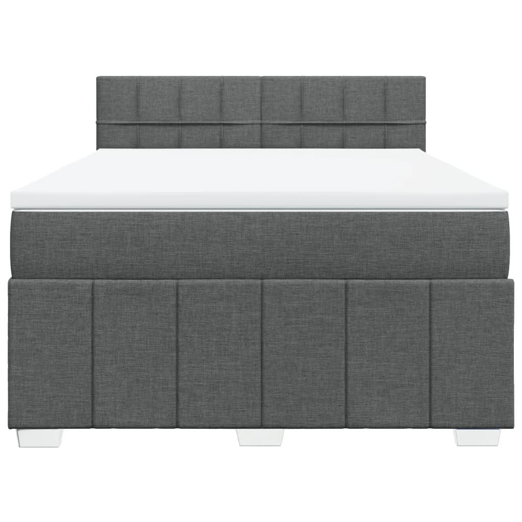 Boxspringbett mit Matratze Dunkelgrau 140x190 cm Stoff