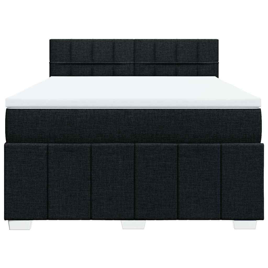 Boxspringbett mit Matratze Schwarz 140x190 cm Stoff