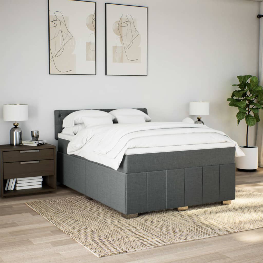 Boxspringbett mit Matratze Dunkelgrau 140x190 cm Stoff