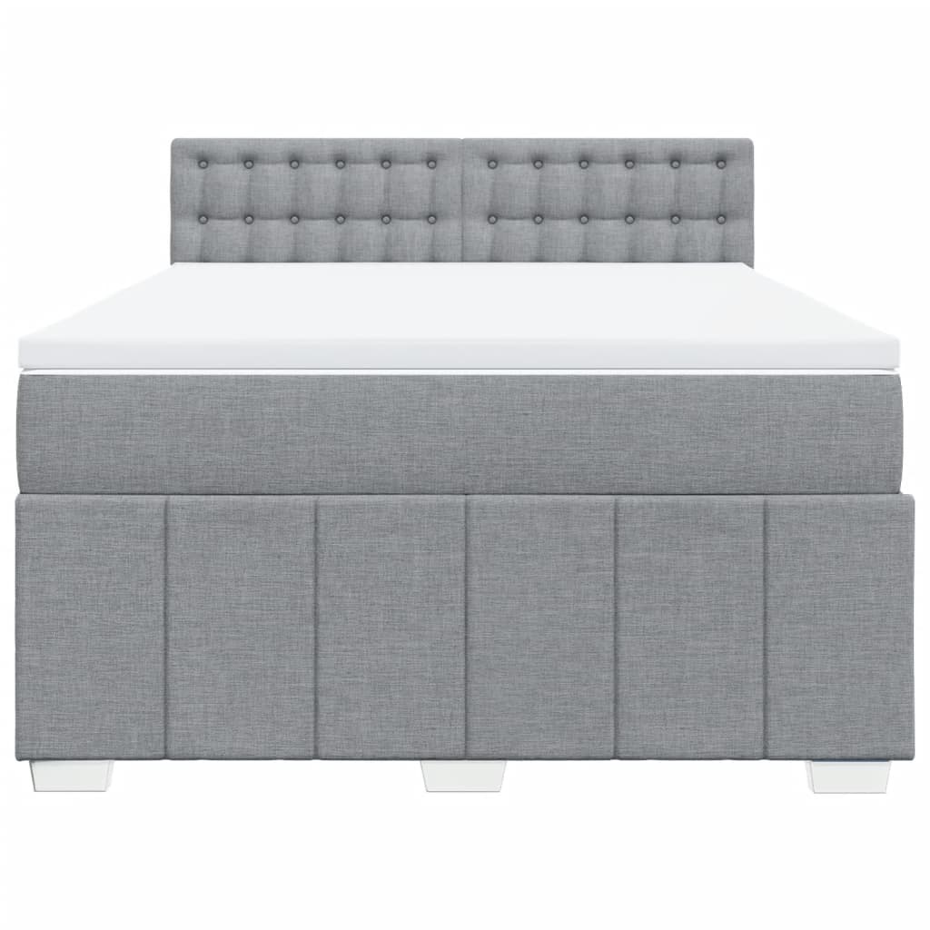 Boxspringbett mit Matratze Hellgrau 140x190 cm Stoff