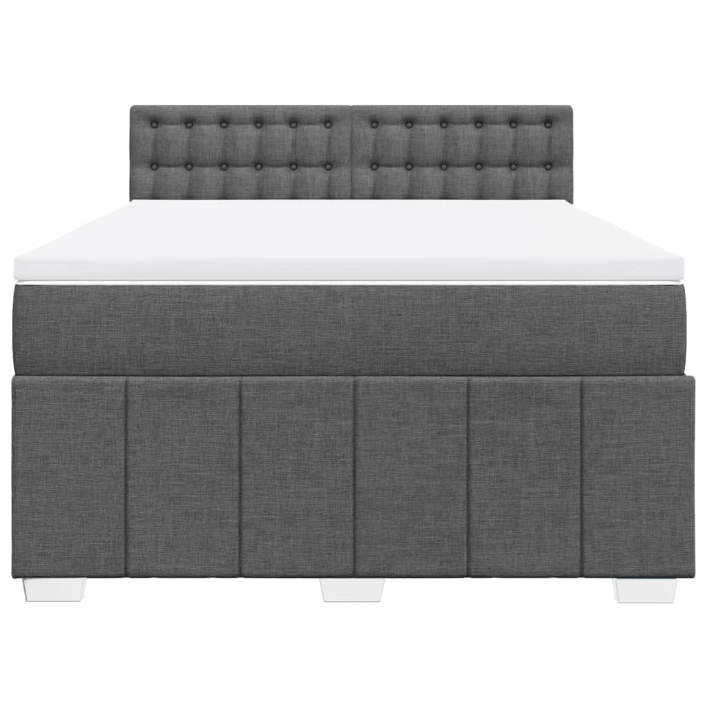 Boxspringbett mit Matratze Dunkelgrau 140x190 cm Stoff