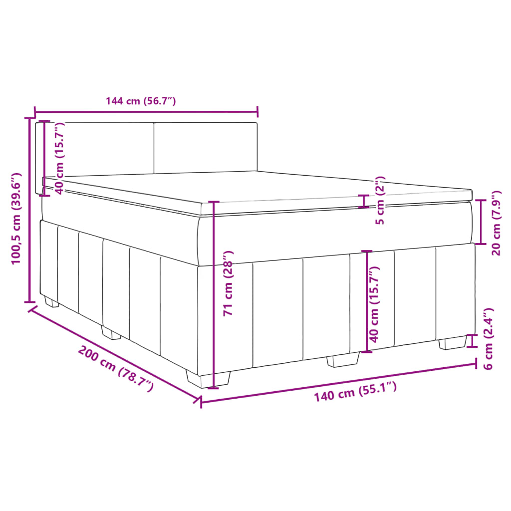 Boxspringbett mit Matratze Dunkelgrau 140x200 cm Stoff