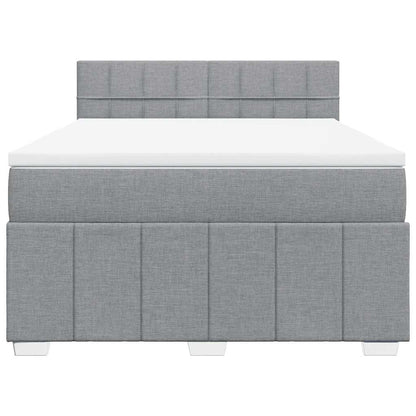 Boxspringbett mit Matratze Hellgrau 140x200 cm Stoff