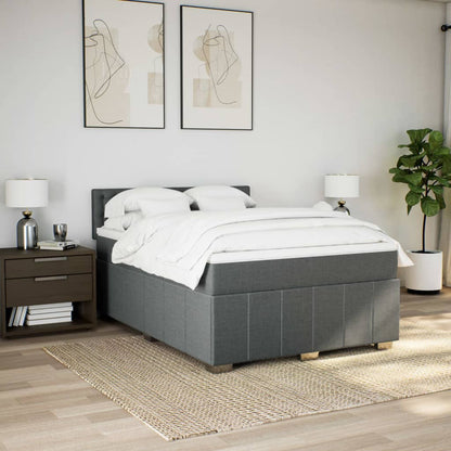 Boxspringbett mit Matratze Dunkelgrau 140x200 cm Stoff