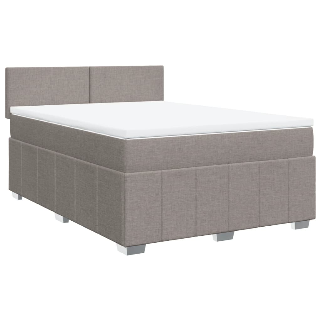 Lit sommier tapissier avec matelas tissu taupe 160x200 cm
