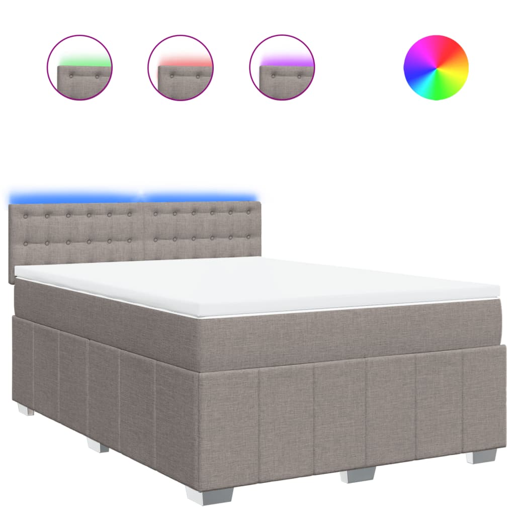 Lit sommier tapissier avec matelas tissu taupe 160x200 cm