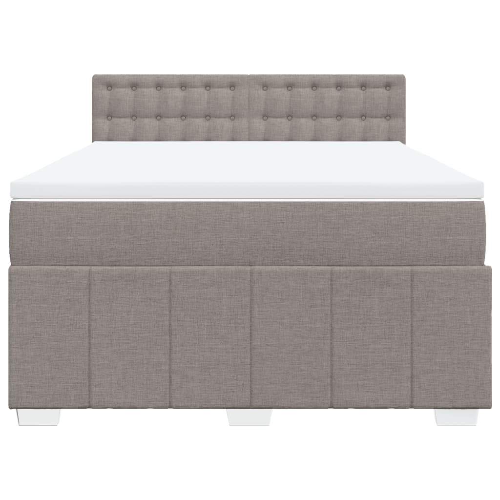 Lit sommier tapissier avec matelas tissu taupe 160x200 cm