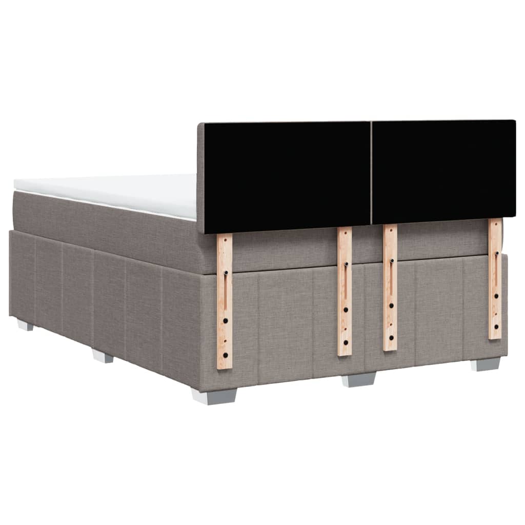 Lit sommier tapissier avec matelas tissu taupe 160x200 cm