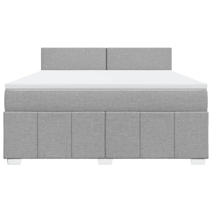 Boxspringbett mit Matratze Hellgrau 180x200 cm Stoff