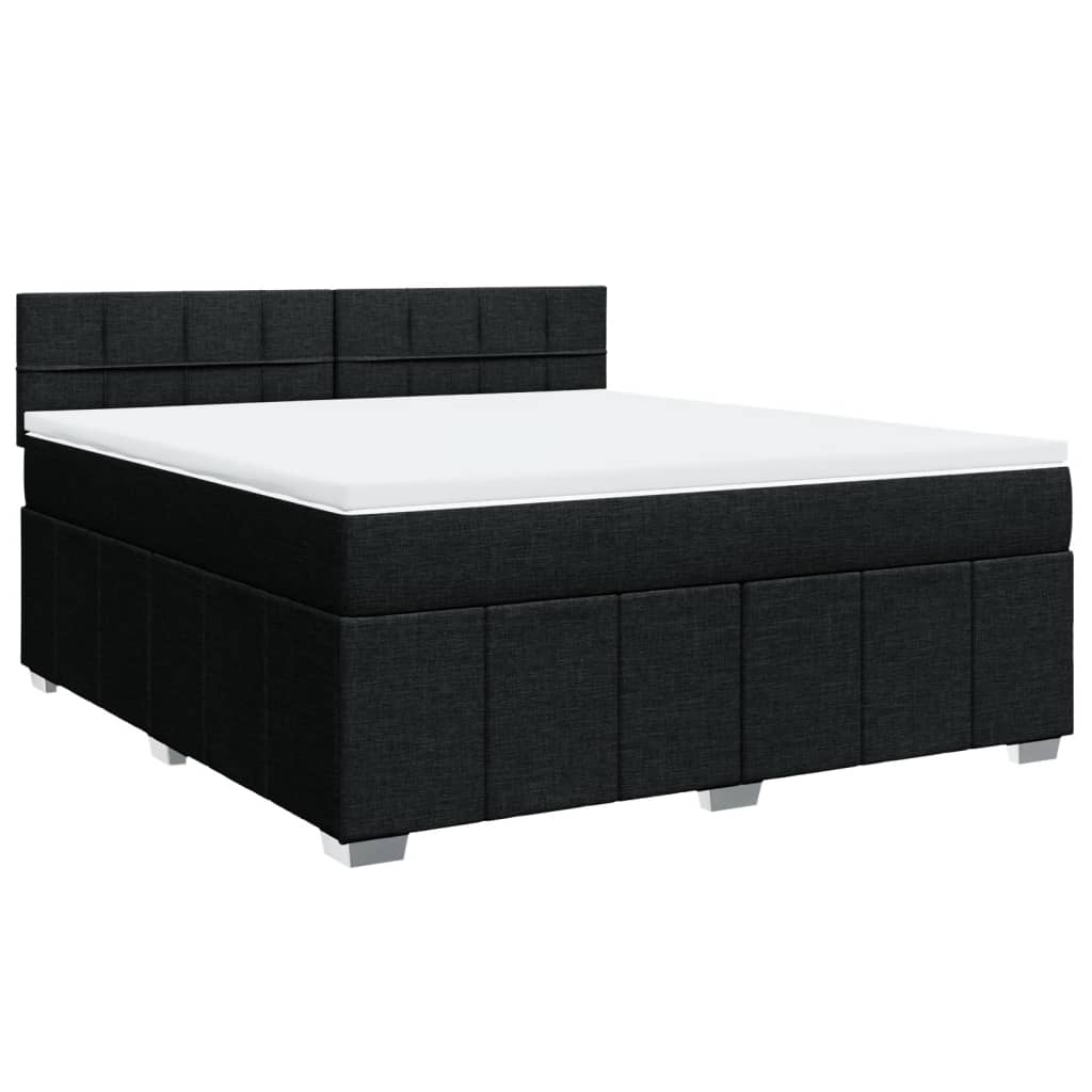 Boxspringbett mit Matratze Schwarz 180x200 cm Stoff