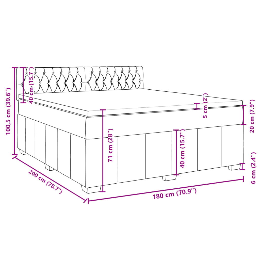Boxspringbett mit Matratze Hellgrau 180x200 cm Stoff