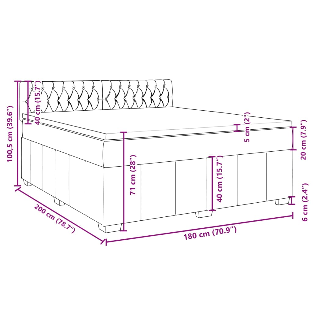 Boxspringbett mit Matratze Dunkelgrau 180x200 cm Stoff