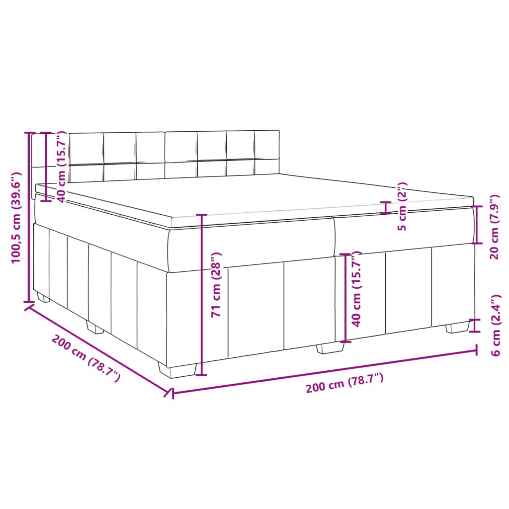 Boxspringbett mit Matratze Dunkelgrau 200x200 cm Stoff