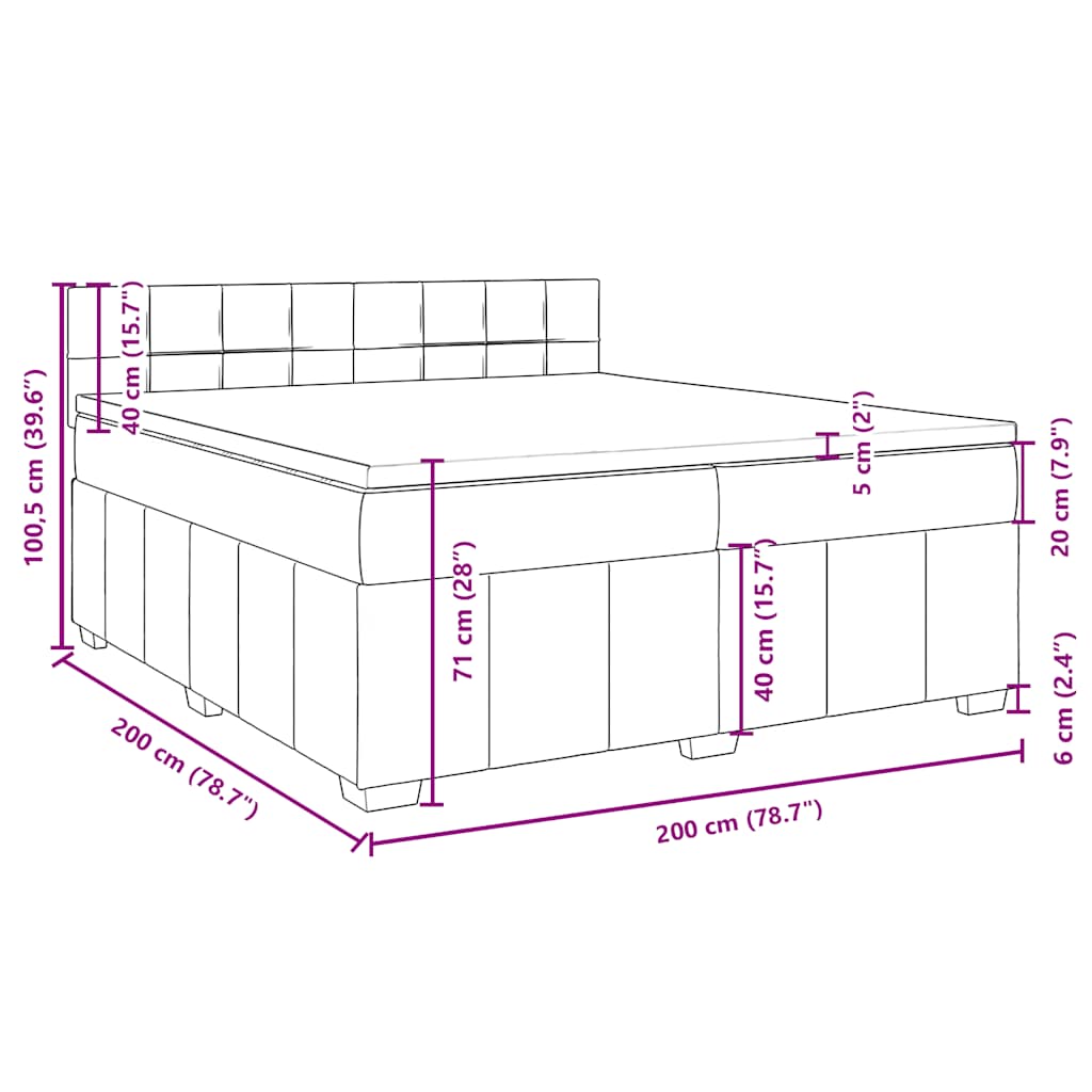 Boxspringbett mit Matratze Schwarz 200x200 cm Stoff