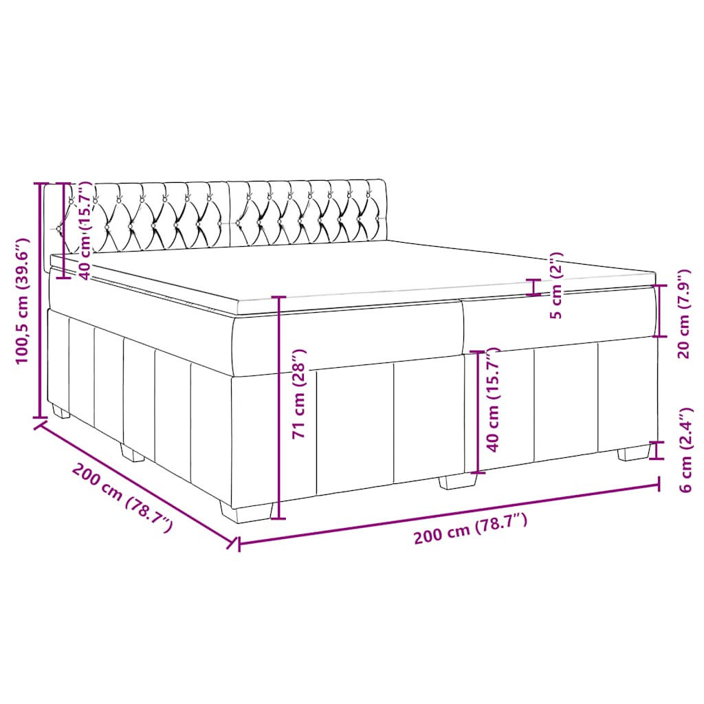 Boxspringbett mit Matratze Schwarz 200x200 cm Stoff