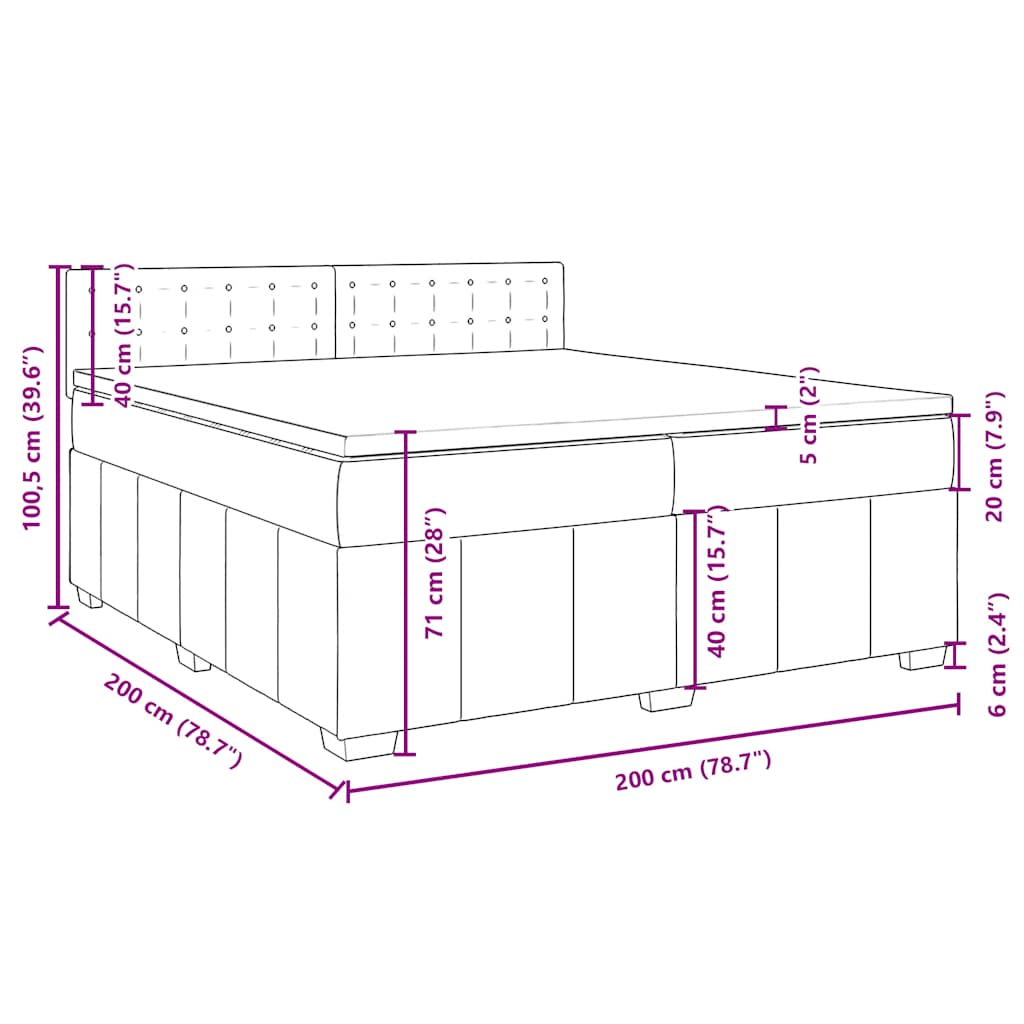 Boxspringbett mit Matratze Schwarz 200x200 cm Stoff