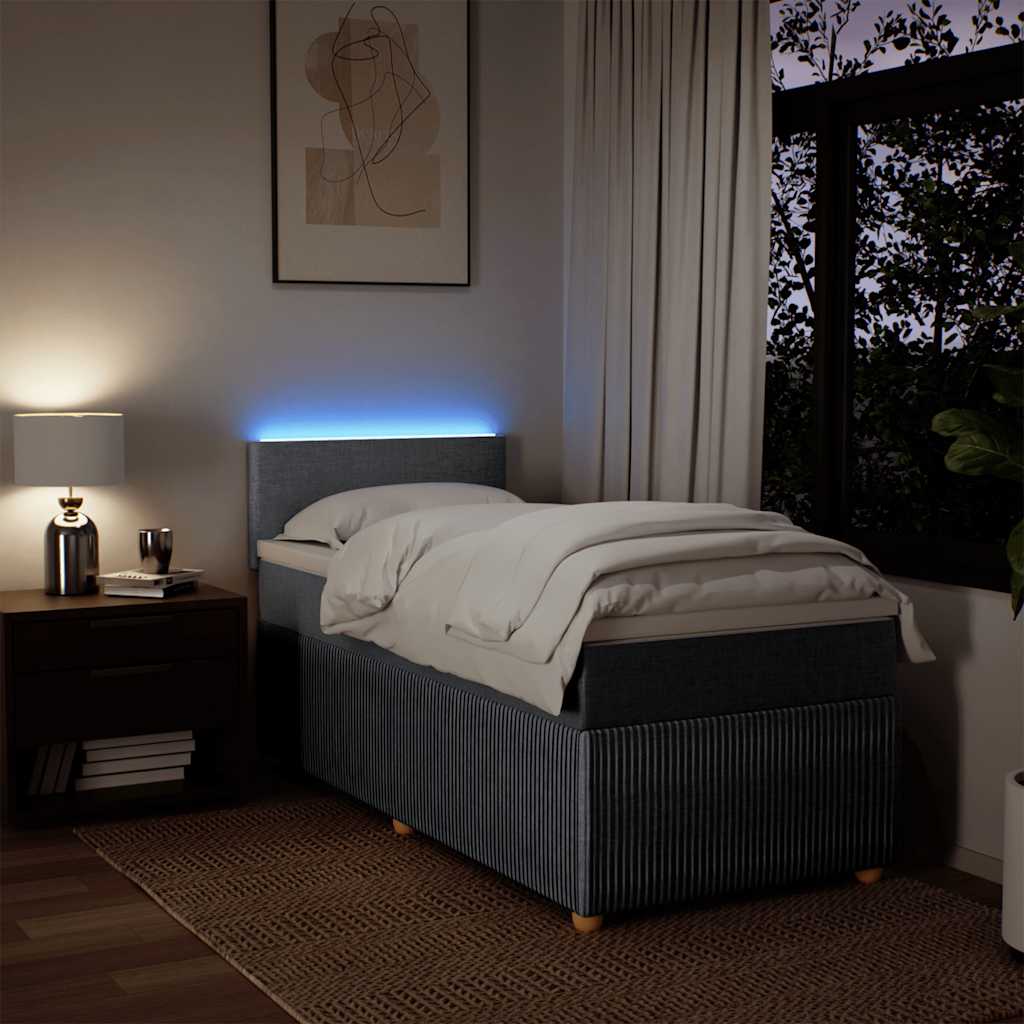 Boxspringbett mit Matratze Hellgrau 80x200 cm Stoff