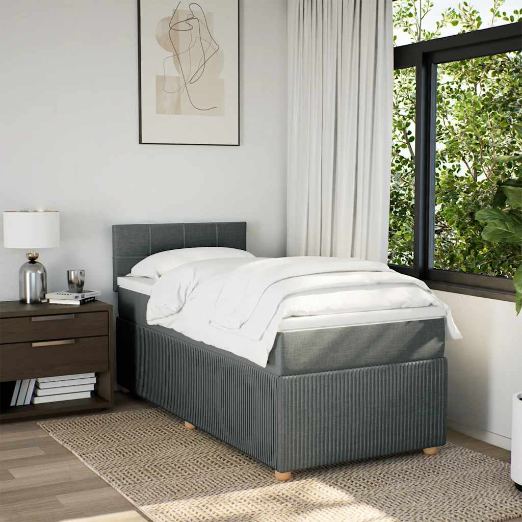 Boxspringbett mit Matratze Dunkelgrau 80x200 cm Stoff