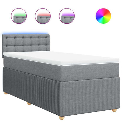 Boxspringbett mit Matratze Hellgrau 80x200 cm Stoff