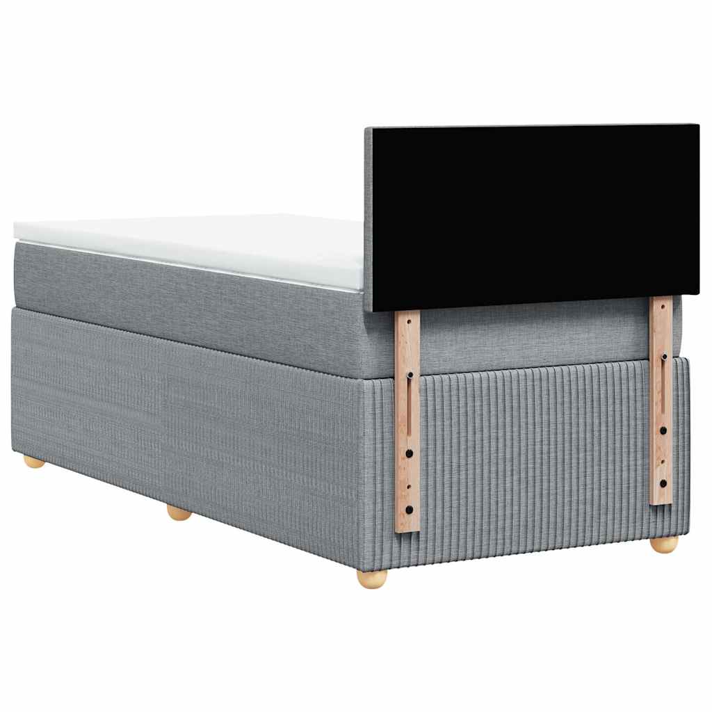 Boxspringbett mit Matratze Hellgrau 90x200 cm Stoff