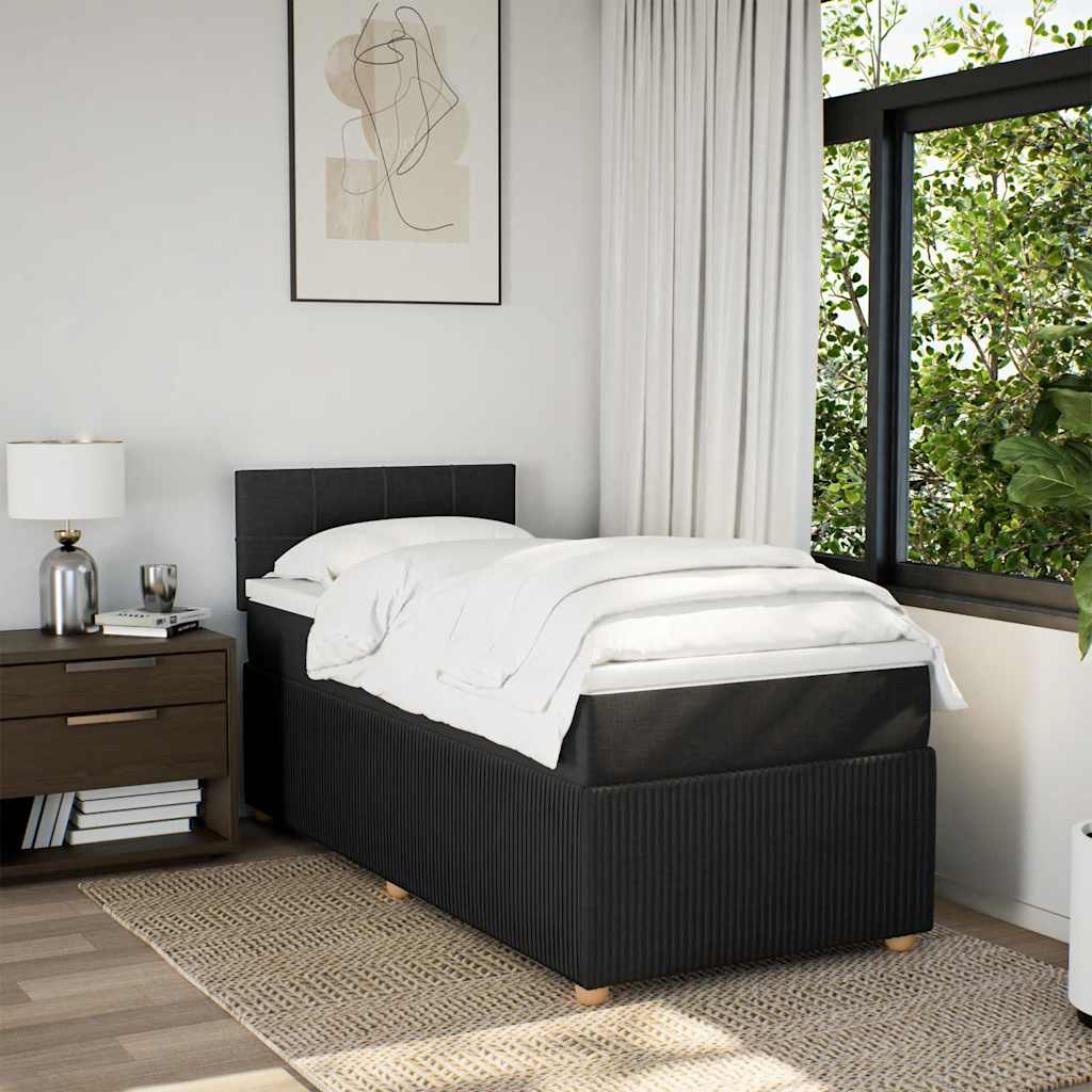 Boxspringbett mit Matratze Schwarz 90x200 cm Stoff