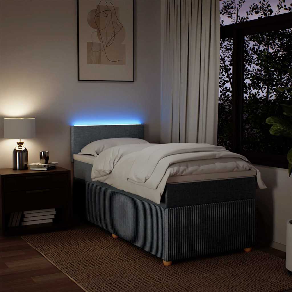 Boxspringbett mit Matratze Hellgrau 100x200 cm Stoff