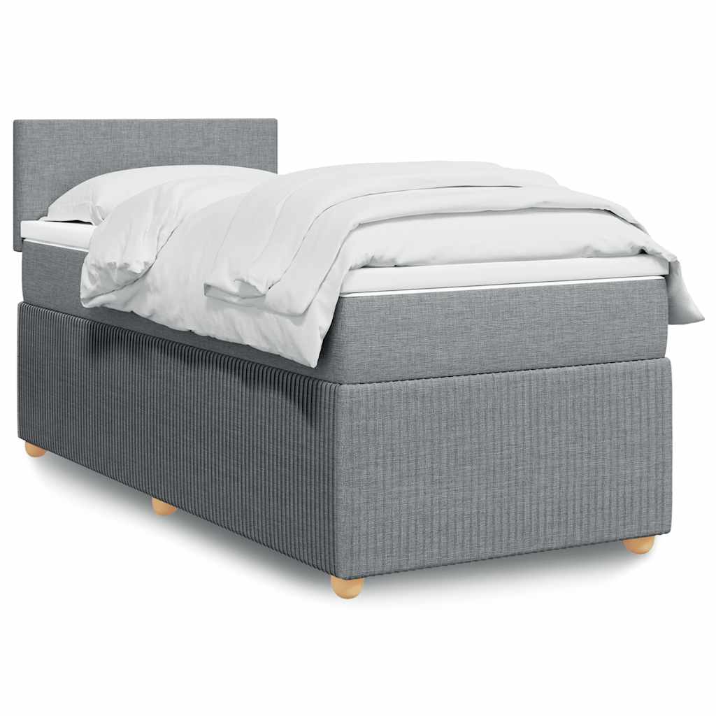 Boxspringbett mit Matratze Hellgrau 100x200 cm Stoff