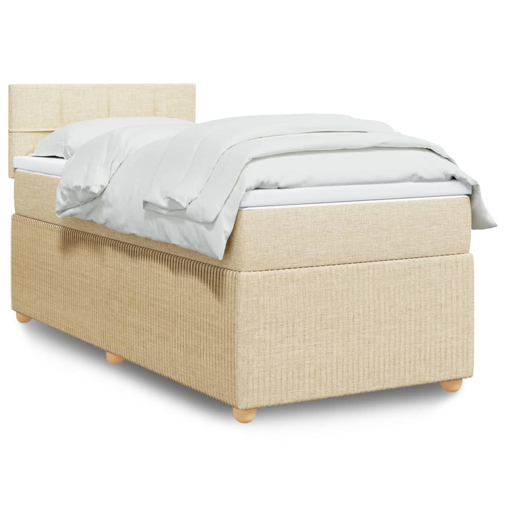 Boxspringbett mit Matratze Creme 100x200 cm Stoff