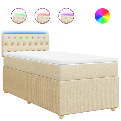 Boxspringbett mit Matratze Creme 100x200 cm Stoff